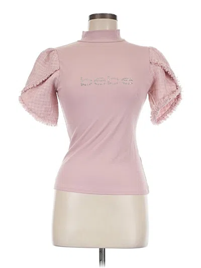 Pre-owned Bebe Short Sleeve Top Pink Mock Neckline Tops