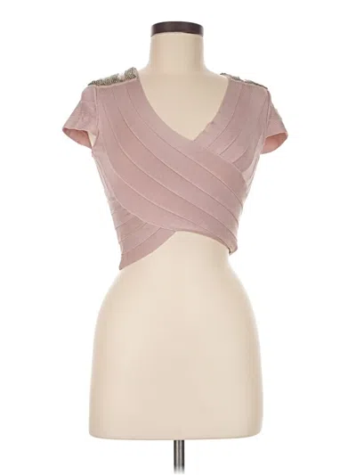 Pre-owned Bebe Short Sleeve Top Pink Sweetheart Neckline Tops