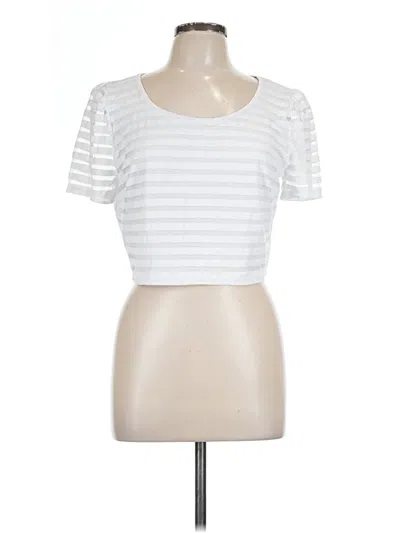 Bebe Short Sleeve Top White Scoop Neck Tops