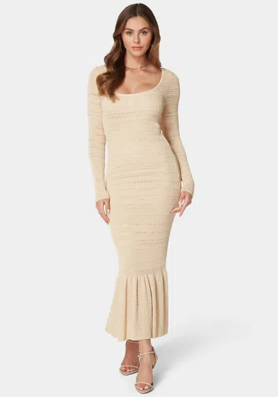 Bebe Sienna Crochet Midi Dress In Natural