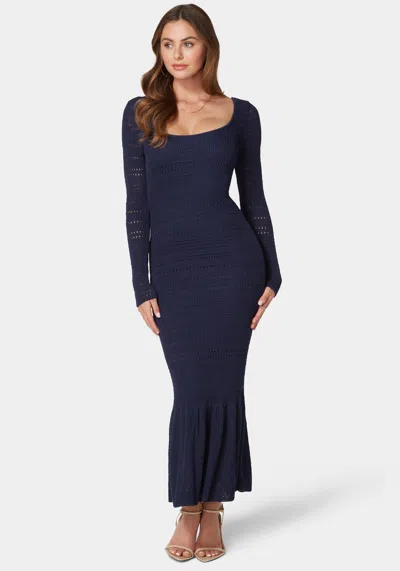 Bebe Sienna Crochet Midi Dress In Navy