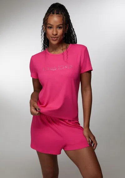 Bebe Sienna Short Set In Fuchsia Purple