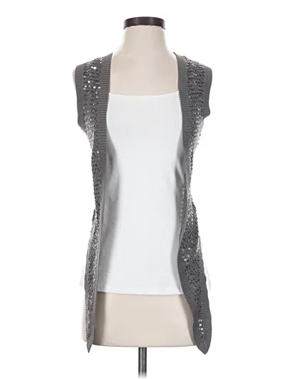 Pre-owned Bebe Silk Cardigan Sweater In Silver