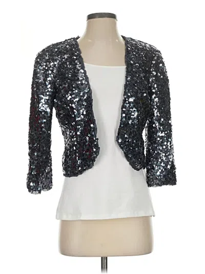 Pre-owned Bebe Silk Cardigan Sweater In Silver