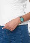 Bebe Silver Link Round Bracelet Diamond Dial Watch In Silver