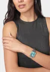 Bebe Silver Mesh Strap Rectangle Diamond Dial Watch In Silver