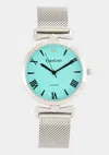 Bebe Silver Mesh Strap Round Diamond Dial Watch In Silver