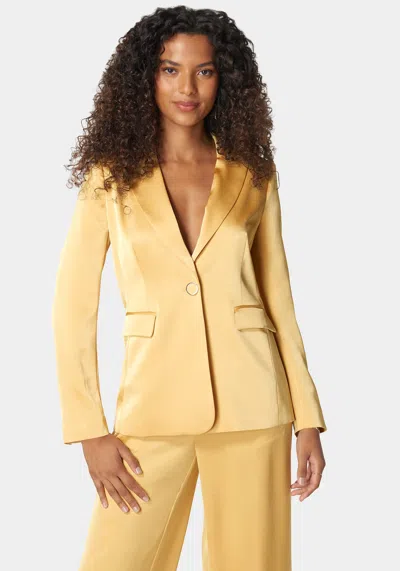 Bebe Single Breast Tailored Satin Jacket In Sunlight