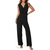 Bebe Sleeveless Faux Wrap Jumpsuit In Black