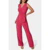 Bebe Sleeveless Faux Wrap Jumpsuit In Pink