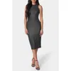 Bebe Foil Rib Sleeveless Maxi Dress In Black