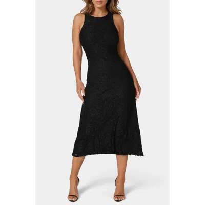 Bebe Sleeveless Lace A-line Midi Dress In Black