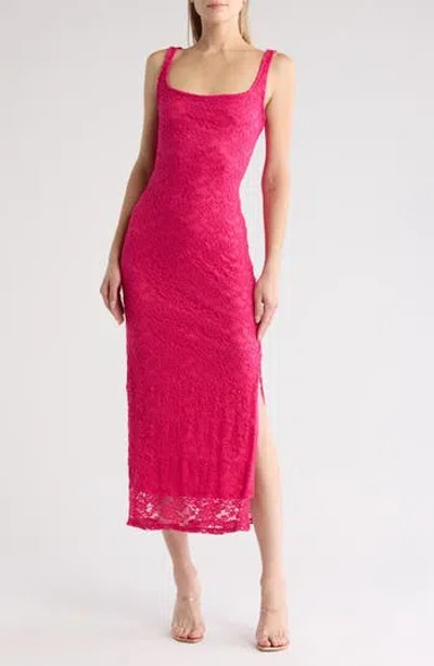 Bebe Sleeveless Lace Maxi Dress In Fuchsia