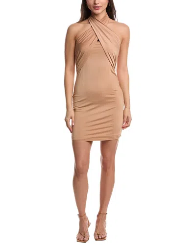 Bebe Sleeveless Mini Dress In Beige