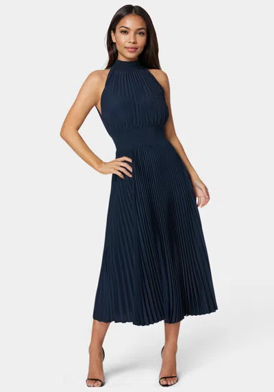 Bebe Sleeveless Pleated Dress In Royal