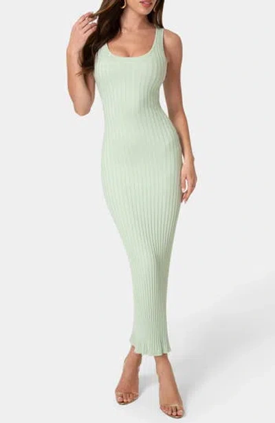 Bebe Sleeveless Ribbed Maxi Dress In Green