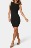 Bebe Sleeveless Ribbed Minidress In Black