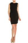 Bebe Sleeveless Ruffle Detail Sheath Dress In Black