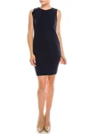 Bebe Sleeveless Ruffle Detail Sheath Dress In Navy