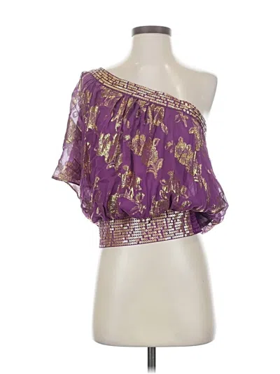 Pre-owned Bebe Sleeveless Silk Top Purple One Shoulder Neckline Tops