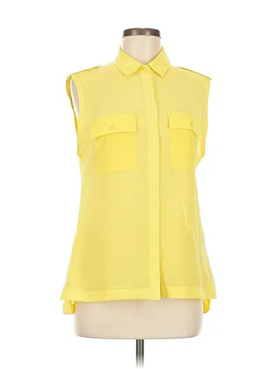 Pre-owned Bebe Sleeveless Silk Top Yellow Tie Neck Tops
