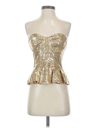 Pre-owned Bebe Sleeveless Top Gold Strapless Neckline Tops