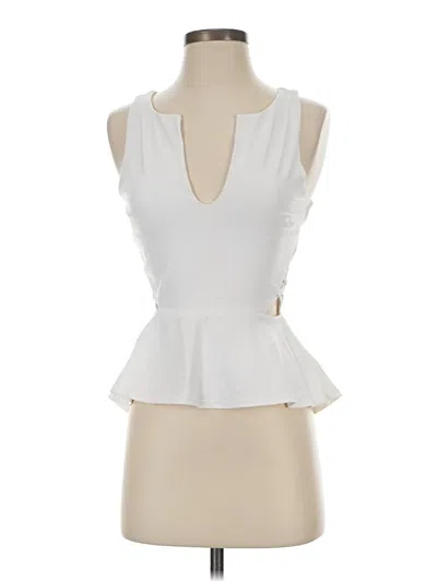 Pre-owned Bebe Sleeveless Top White Plunge Neckline Tops