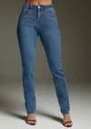 Bebe Slim Jean Embellished With Crystals By Swarovski In Medium Blue Wash