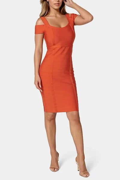 Bebe Slim Midi Bandage Dress In Red, Women's At Urban Outfitters