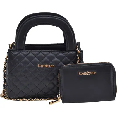 Bebe Sofie Small Satche With Matching Wallet In Black