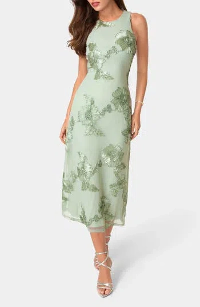 Bebe Soutache A-line Maxi Dress In Green