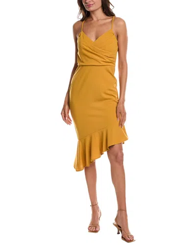 Bebe Spaghetti Strap Midi Dress In Mustard