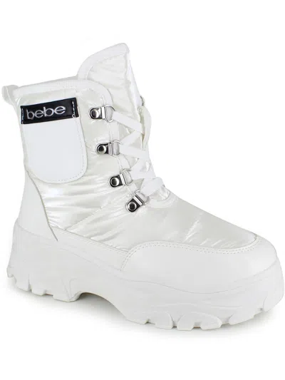 Bebe Sport Jadah Womens Quilted Lugged Sole Winter & Snow Boots In White