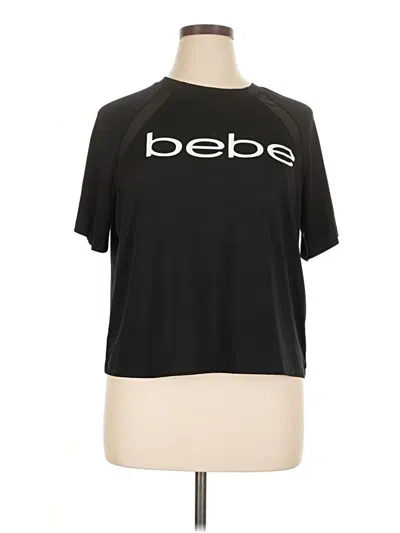 Pre-owned Bebe Sport Short Sleeve Top Black Keyhole Neckline Tops