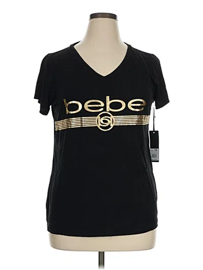 Pre-owned Bebe Sport Short Sleeve Top Black Scoop Neck Tops