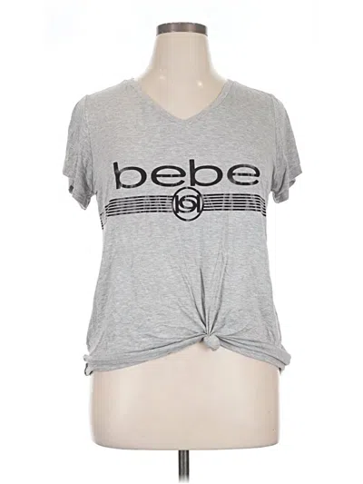 Pre-owned Bebe Sport Short Sleeve Top Gray Keyhole Neckline Tops