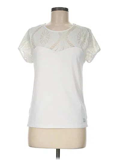 Pre-owned Bebe Sport Short Sleeve Top Ivory Crew Neck Tops