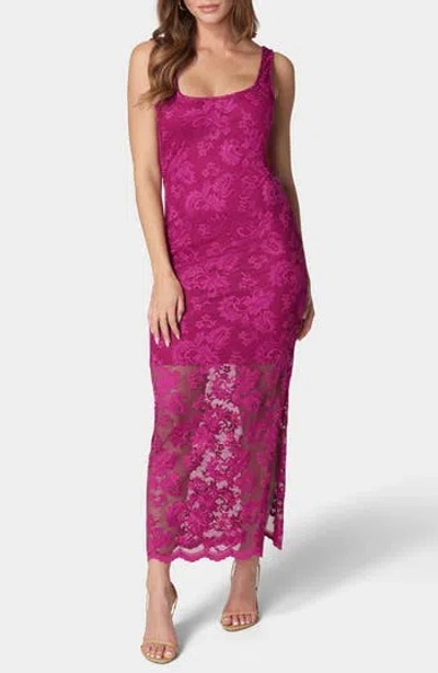 Bebe Marseille Lace Square Neck Tank Dress In Fuchsia