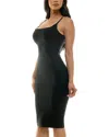 Bebe Luxe Bandage Square Neck Midi Dress In Black