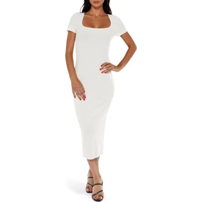 Bebe Square Neck Midi Dress In White