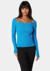 Bebe Strap Detail Sweater Top In Hawaiian Surf