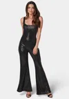 Bebe Stretch Sequin Catsuit In Black