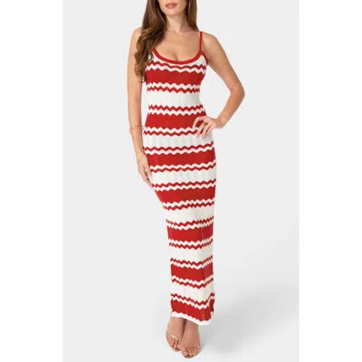 Bebe Stripe Knit Maxi Dress In Red