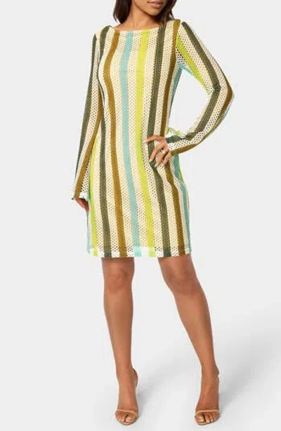 Bebe Stripe Print Long Sleeve Dress In Multi