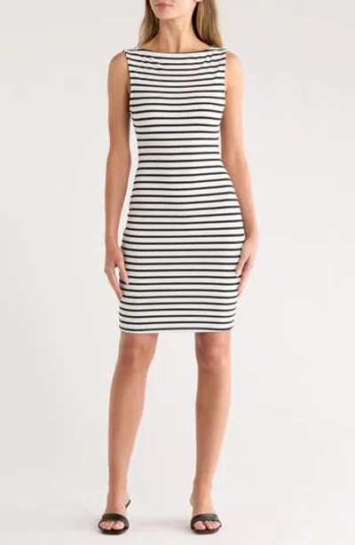 Bebe Stripe Rib Body-con Minidress In White