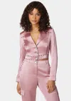 Bebe Stud Detail Tailored Satin Blazer In Lilas