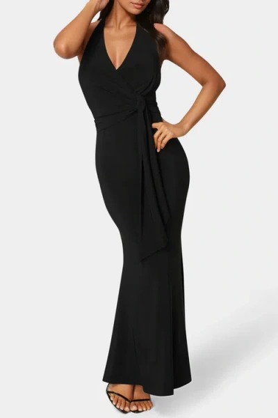 Bebe Surplice Drape Maxi Dress In Black