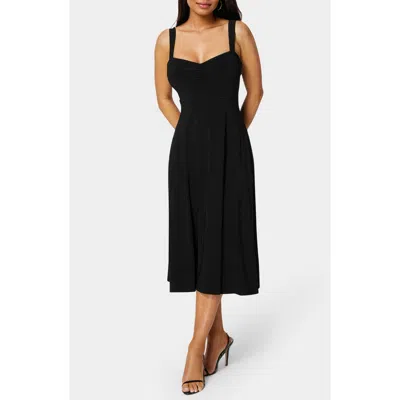 Bebe Sweetheart Fit And Flare Midi Dress In Black