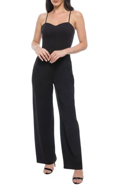 Bebe Sweetheart Neck Scuba Knit Jumpsuit In Black