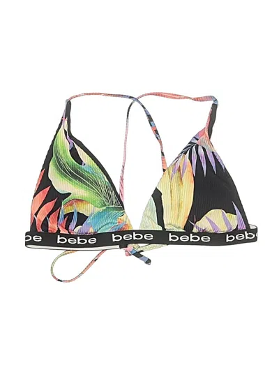 Pre-owned Bebe Swimsuit Top Black Print Pattern Swimwear
